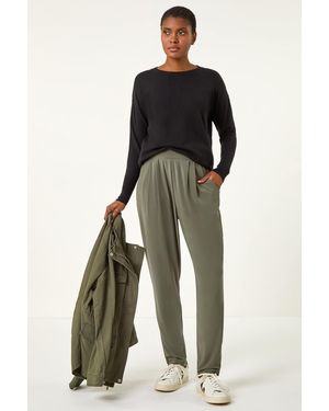 Roman Elastic Waist Hareem Trousers - White