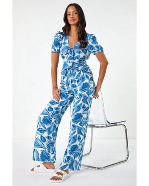D.u.s.k Shell Print Wide Leg Trousers - Blue