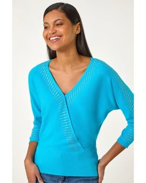 Roman Embellished Knit Jumper - Blue