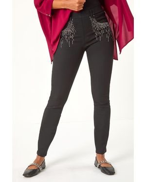 Roman Hotfix Pocket Trim Jegging - Red