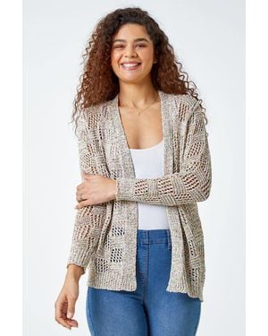 Roman Tape Knit Cotton Blend Cardigan - White