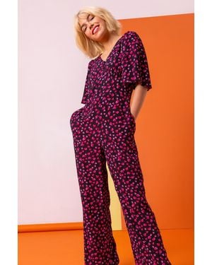 D.u.s.k Ditsy Floral Wide Leg Jumpsuit - Black