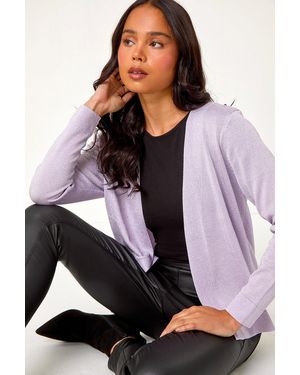 Roman Petite Sparkle Open Knit Cardigan - Purple
