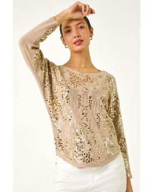 Roman Sequin Textured Knit Jumper - Natural