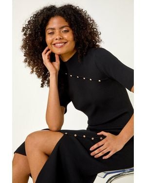D.u.s.k Ribbed Stud Detail Knitted Dress - Black