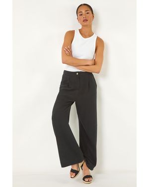 Roman Petite Smart Linen Mix Trousers - White
