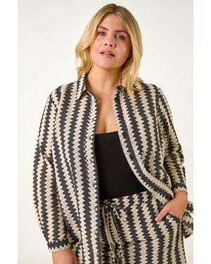Roman Curve Zig Zag Woven Shirt - Black