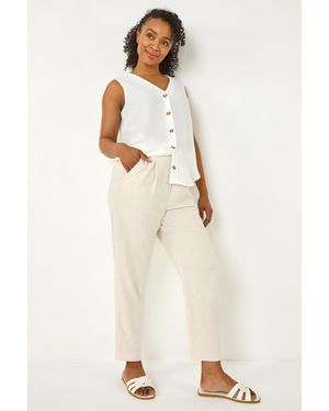 Roman Petite Linen Mix Tapered Trouser - Natural