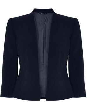 Roman 3/4 Sleeve Cropped Rochette Edge To Edge Formal Occasion Jacket - Blue