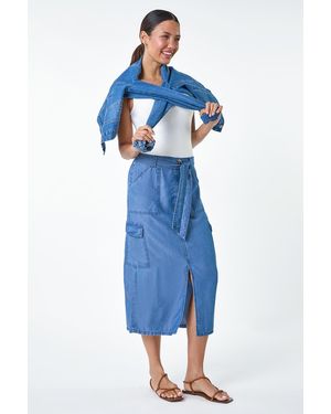 Roman Pocket Detail Cargo Skirt - Blue