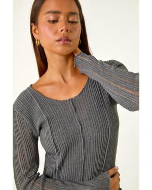 Roman Petite Pointelle Sleeve Jumper - Grey