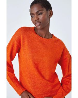 Roman Crew Neck Stretch Jumper - Orange