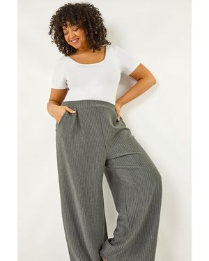 Roman Curve Pinstripe Elastic Waist Trouser - Grey