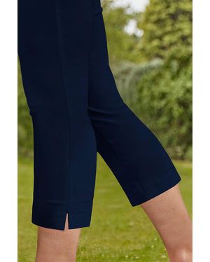 Roman Cropped Stretch Fit Holiday Capri 3/4 Length Trousers - Blue