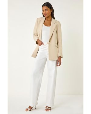 Roman Buttoned Collar Revere Blazer - Natural