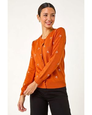 Roman Bow Embroidered Cardigan - Orange
