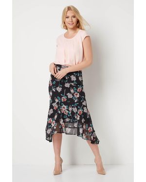 Roman Floral Chiffon Skirt - Black