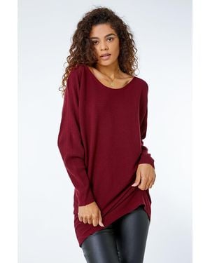 Roman Batwing Ribbed Jumper - Red