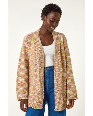 Roman Purl Longline Knit Cardigan - Natural