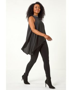 Roman Petite Hotfix Asymmetric Top - Black
