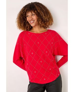 Roman Aryglle Embellished Knit Jumper - Red