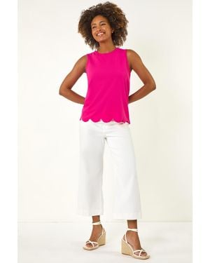 Roman Scalloped Hem Vest Top - Pink