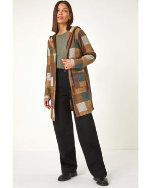 Roman Colour Block Faux Longline Hooded Jacket - Natural