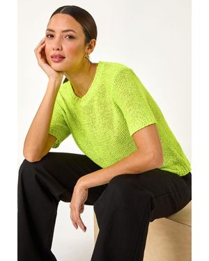 Roman Textured Knit Top - Green