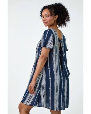 Roman Petite Stripe Print T-Shirt Dress - Blue