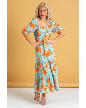 D.u.s.k Button Through Floral Print Midi Dress - Orange