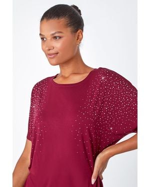 Lilly-and-Hope Embellished Stretch T-Shirt - Red