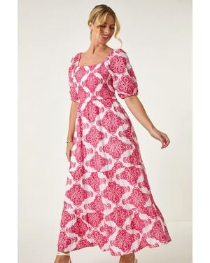 Roman Petite Embroidered Maxi Dress - Pink