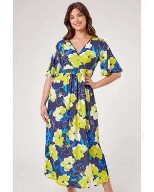 Roman Curve Floral Print Wrap Dress - Multicolour