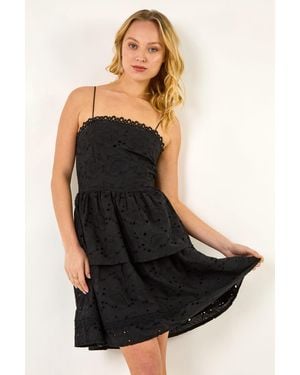 D.u.s.k Tiered Broderie Dress - Black
