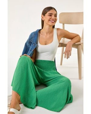 Roman Fine Stripe Wide Culotte Trouser - Green