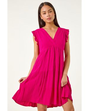Roman Petite Frill Short Dress - Pink