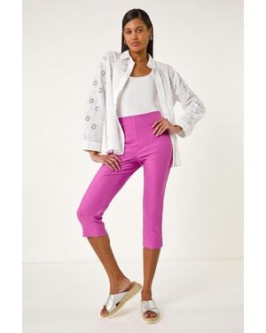 Roman Cropped Stretch Trousers - Pink
