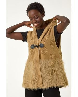 Roman Faux Fur Knit Gilet - Natural