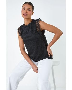 Lilly-and-Hope Lace Overlay Stretch Top - Black