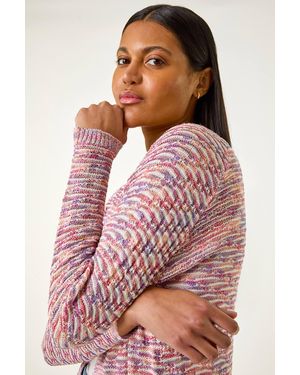 Roman Textured V-Neck Knit Shrug - Pink