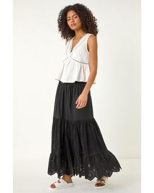 D.u.s.k Tiered Broderie Maxi Skirt - White