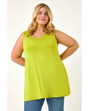 Roman Curve Swing V-Neck Vest Top - Yellow