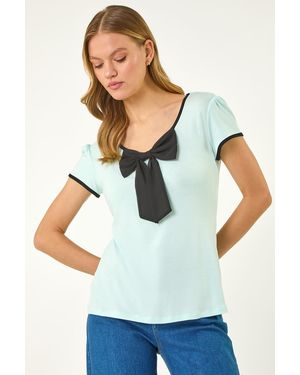 Roman Bow Front Stretch Top - White