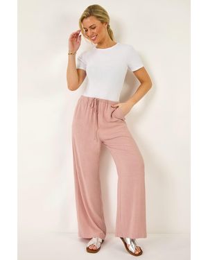 Roman Petite Linen Mix Wide Leg Trouser - Pink