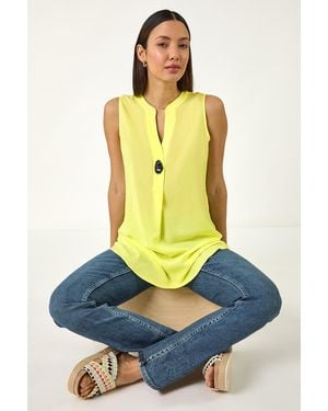 Roman Longline Buttoned Vest Top - Yellow