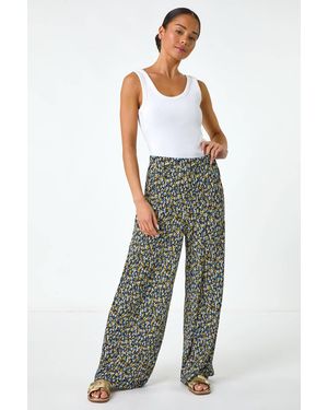 Roman Petite Ditsy Crinkle Trouser - White