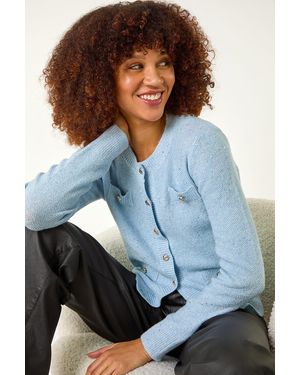 Roman Sequin Knit Cardigan - Blue