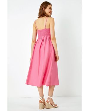 Roman Sleeveless Gathered Midi Dress - Pink
