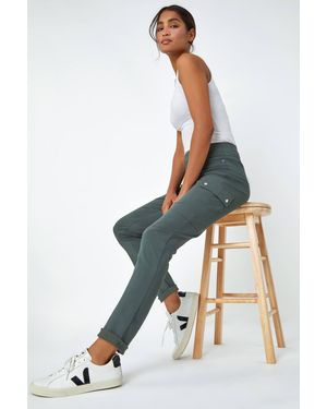 Roman Turn Up Stretch Cargo Trousers - White