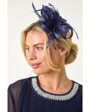 Roman Fascinator Clip Headband - Blue